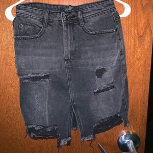 Forever 21 Black Mini Jean Skirt